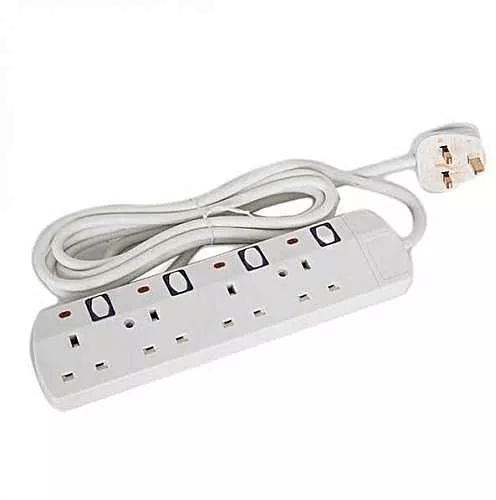 4-Way Extension Socket with Neon & Safety Shutters