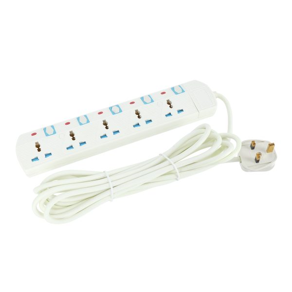 5-Way Extension Socket with Power Button â€“ 13A, 3-Meter Cable