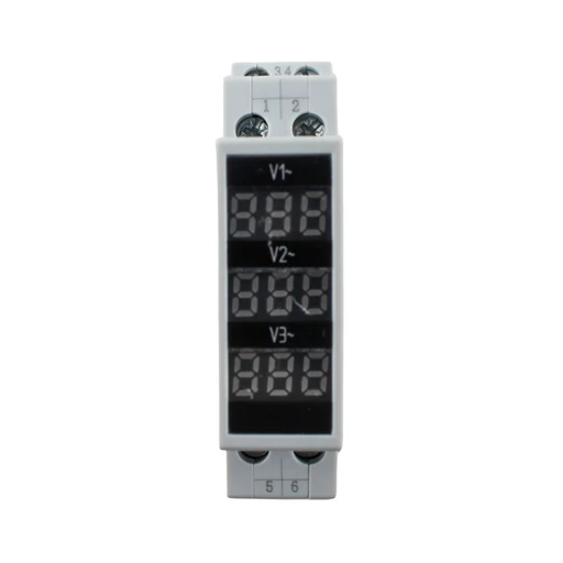 Three Phase Guide Rail Voltmeter 80-500V Ac