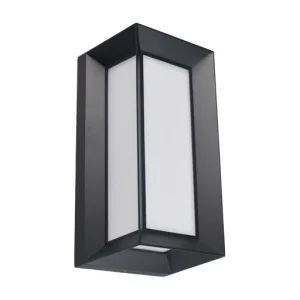 Black Aluminium Wall Light â€“ IP65, Angular Lantern Style