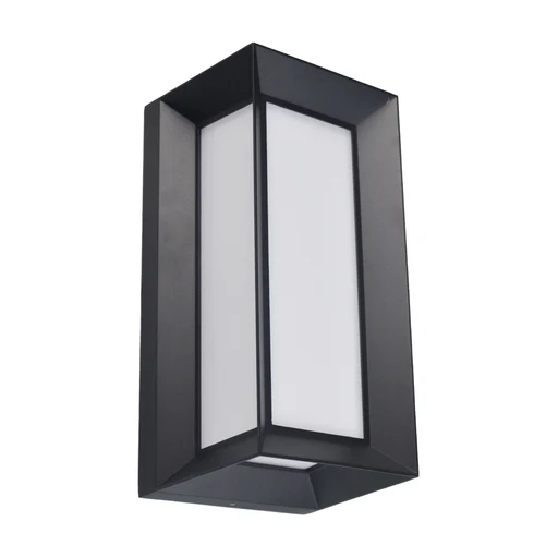 Black Aluminium Wall Light â€“ IP65, Angular Lantern Style
