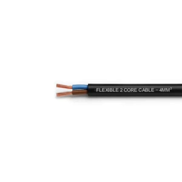 Flexible 2 Core Cable – 4mm², Black (Per Meter)
