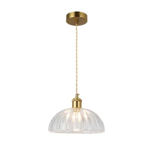 Vintage Ribbed Glass Pendant Light