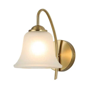 Decorative Frosted Glass Bell Wall Light with Gold Arm
