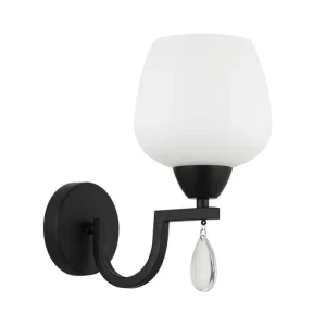 Decorative Wall Lamp â€“ Black & White, E27 Base, Iron & Glass Build