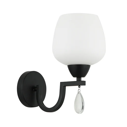 Decorative Wall Lamp â€“ Black & White, E27 Base, Iron & Glass Build