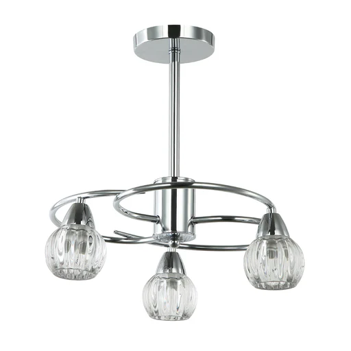 3-Light Pendant Lamp â€“ Silver/White Finish, Decorative Crystal Glass
