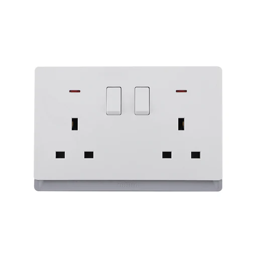 Double 13A Socket with Switch & Neon Indicator â€“ Ivory