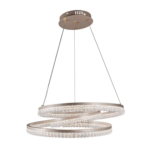 Golden Spiral Crystal Chandelier â€“ 70W LED, 3-Colour Adjustable