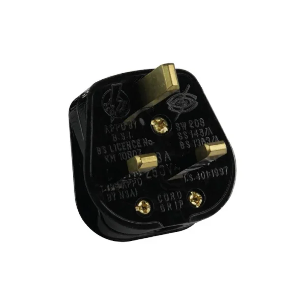 13A 3-Pin Plug Top â€“ Black